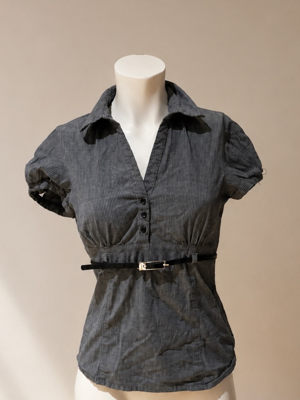 Y2K Office Siren Blouse w/ Belt • S